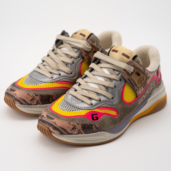 Size 35.5G - Gucci Ultrapace Pink Orange Yellow Snakeskin - Picture 1 of 13
